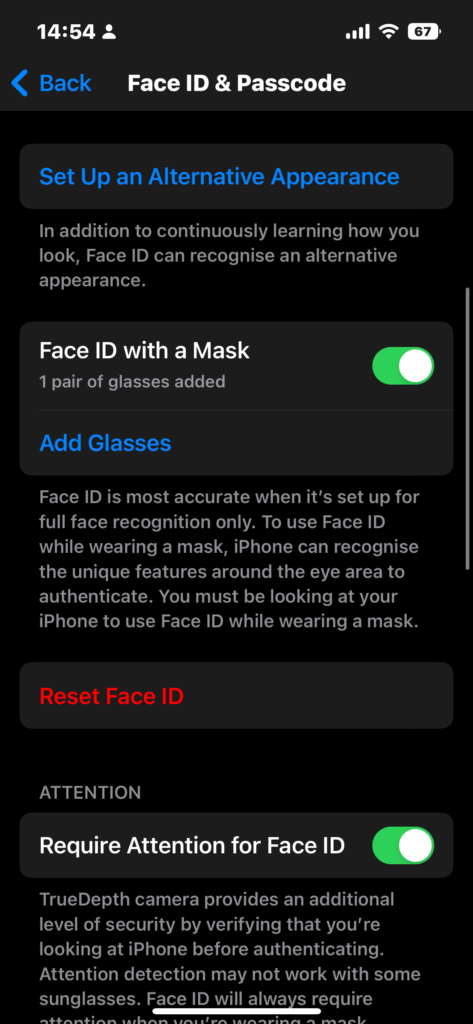 face id with a mask