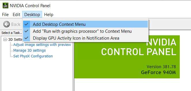 unhide to fix nvidia control panel missing