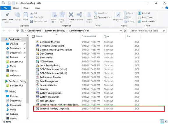 launch memory diagnostic tool