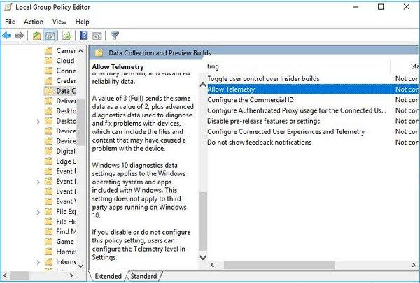 allow telemetry to fix telemetry high disk