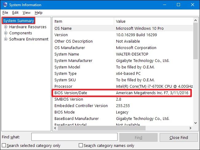 check the current bios version