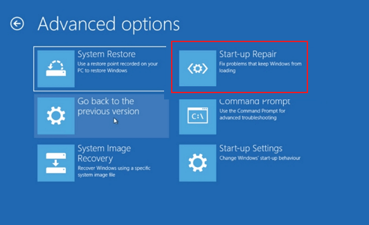 choose startup repair