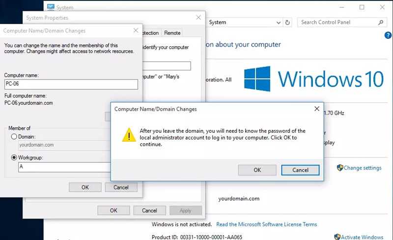 Computer name/ Domain Changes