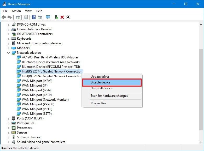 disable driver in device manager