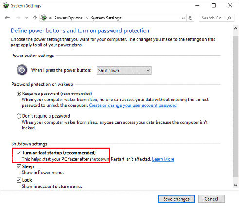 disable fast startup