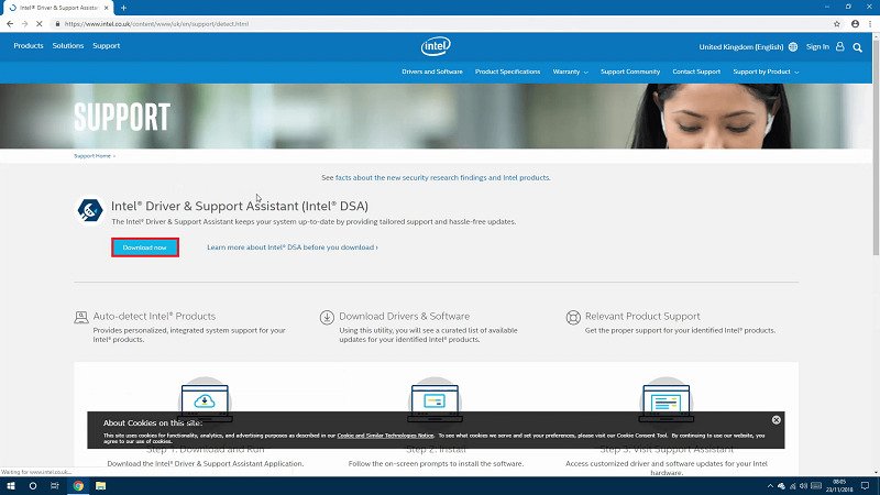 download intel drivers and assistance from intel website