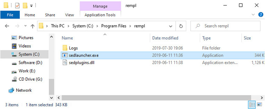 explore the folder to find sedlauncher.exe