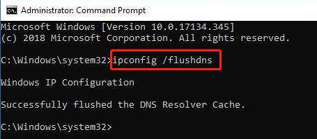 flush dns to fix dns server not responding