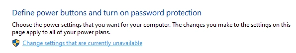 Go to Change settings that are currently unavailable link