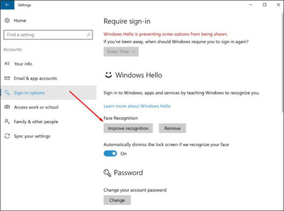 improve recognition in sign in options