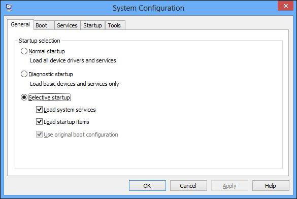 select load startup items