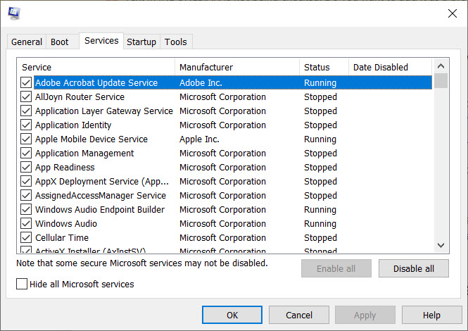 disable non-microsoft services to fix page fault in nonpaged area