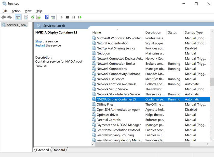 enable service to fix nvidia control panel missing 1