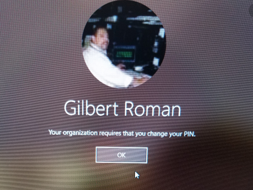 your organization requires that you change your pin