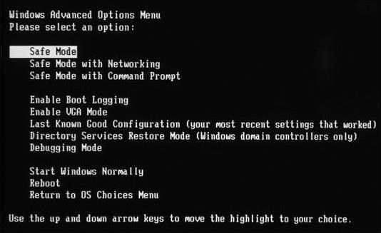 restart computer in safe mode