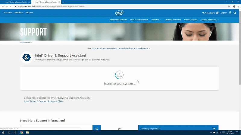 scanning computer for intel drivers update