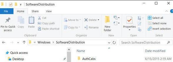 open windows softwaredistribution folder