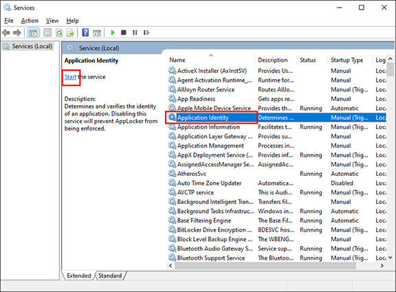 start application identity