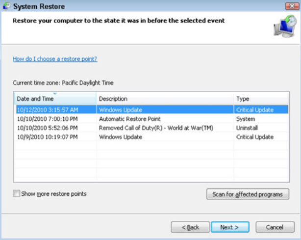 restore system to fix page fault in nonpaged area