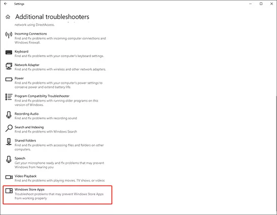 select windows store apps