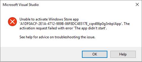 unable to activate windows store app
