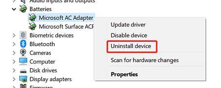 uninstall device to fix code 28