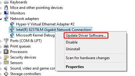click update driver in device manager to fix wifi not working