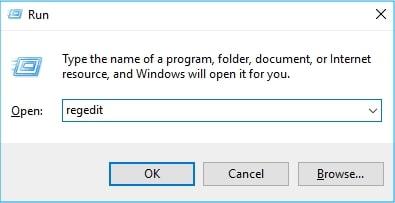run regedit in windows 10