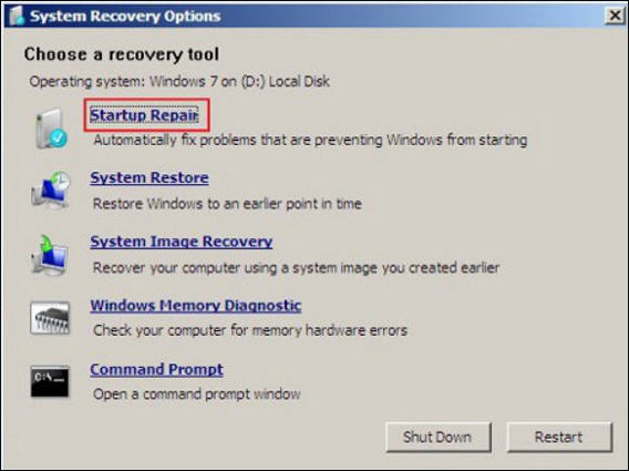 select-startup-repair