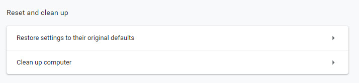reset chrome settings to fix the cache error