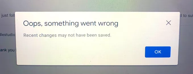 gmail can't sen email oops something went wrong