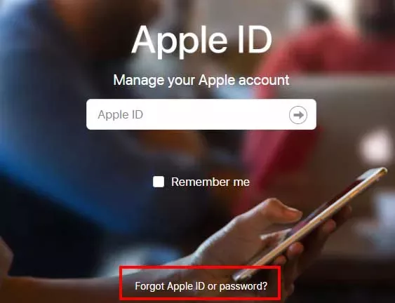 click forgot apple id or password