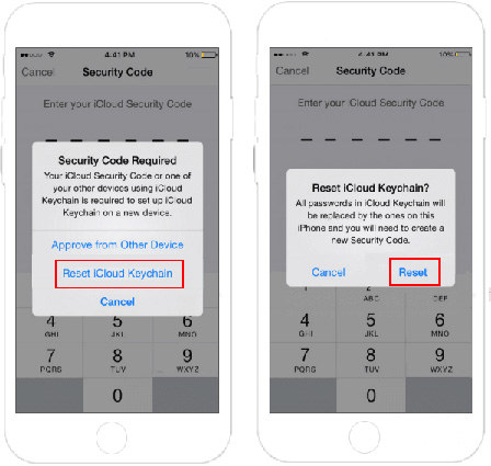 reset icloud keychain