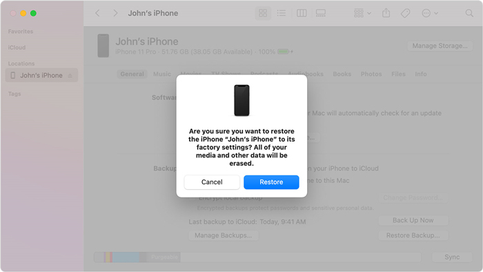 retore iphone to factory settings