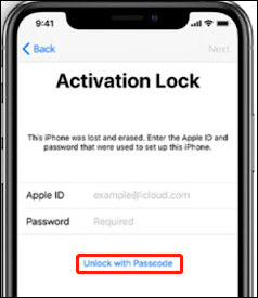 click unlock with passcode