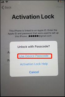 tap use device passcode