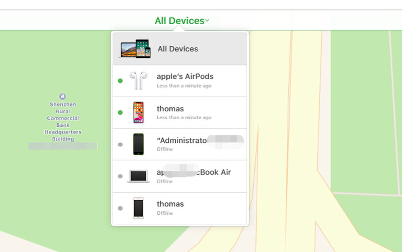 click all devices on icloud