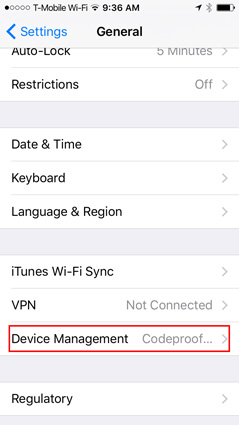 delete profiles in iphone to fix uncheck backup greyed out