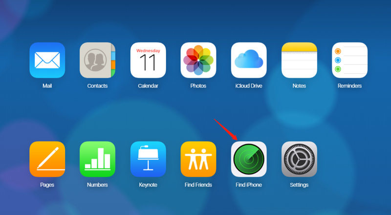 click find iphone on icloud