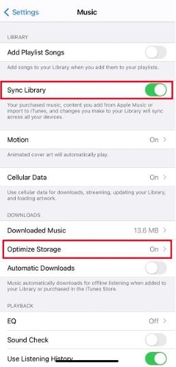 enable sync library to fix iphone storage almost full after ios 17 update
