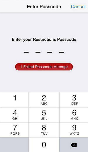 enter restrictions passcode