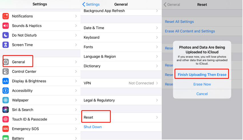 ipad erase all content and settings