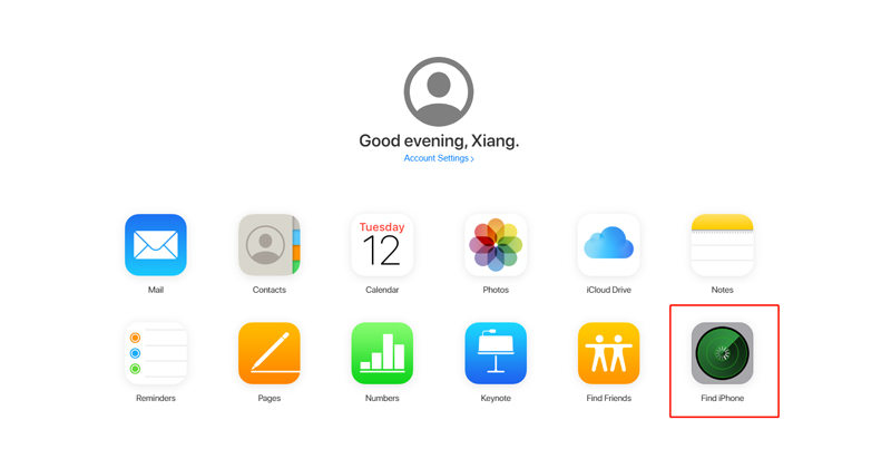 нажмите найди меня на icloud