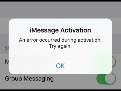 imessage an error orrurred furing activation imessage