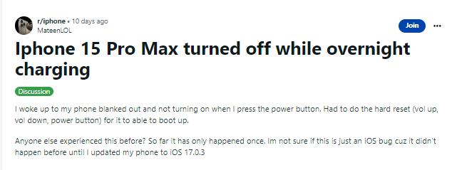 Problème et correctifs de l'iphone 15
