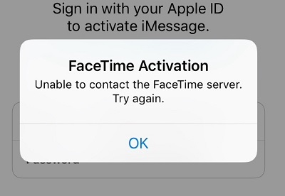Unable to contact the FaceTime server Try again