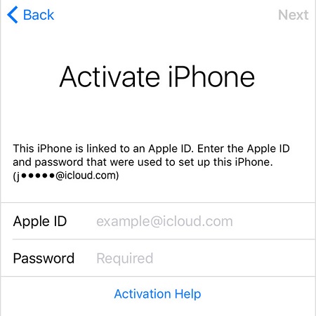apple id activate icloud