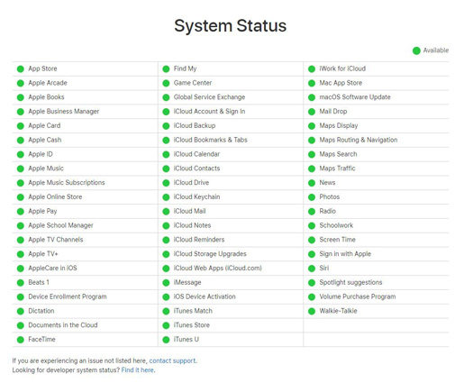 check the system status list