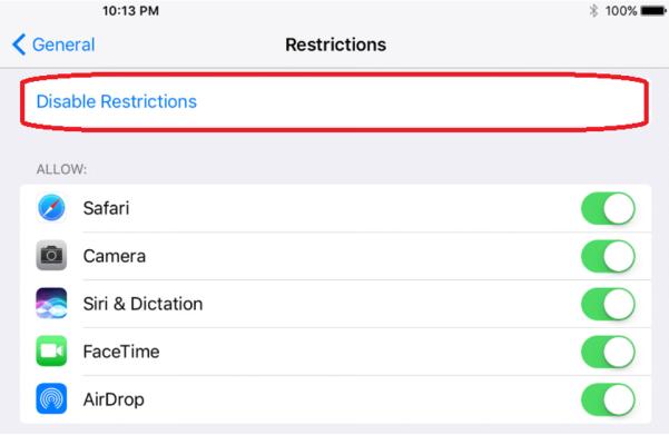 Content & Privacy Restrictions