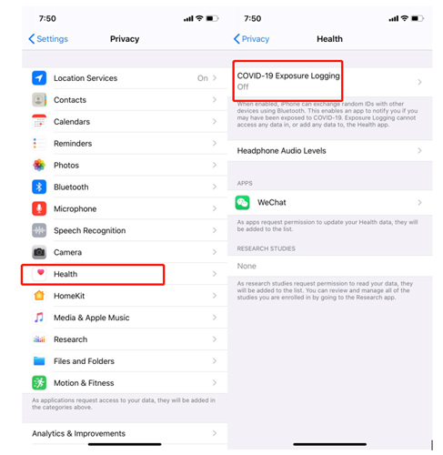 covid 19 exposure notifications ios